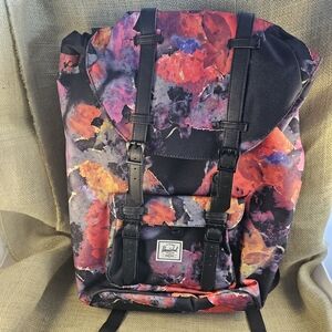 Herschel Supply Company Black, Pink and Red Floral Backpack